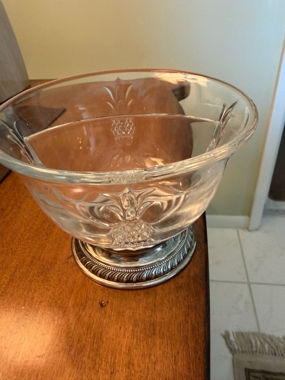 High end vintage Heavy etched glass and sterling silver candy dish - Picture 1 of 7